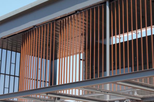 Can we use wooden louvers on exterior building's facade?